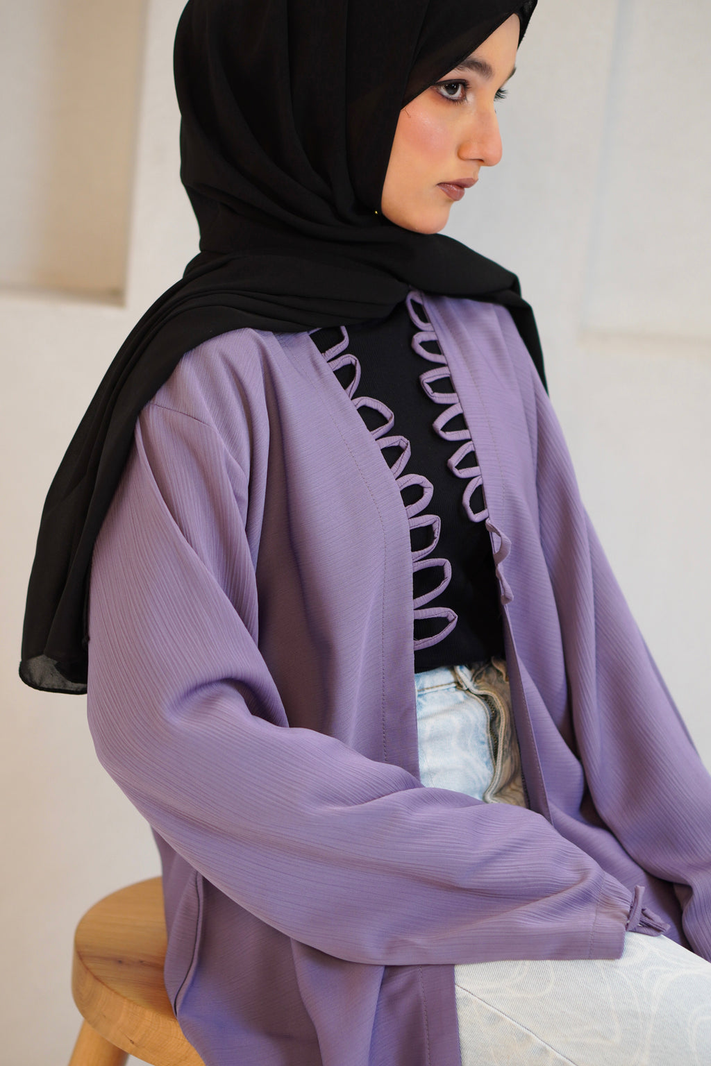 Tie Knot Shrug Abayah - Lavender