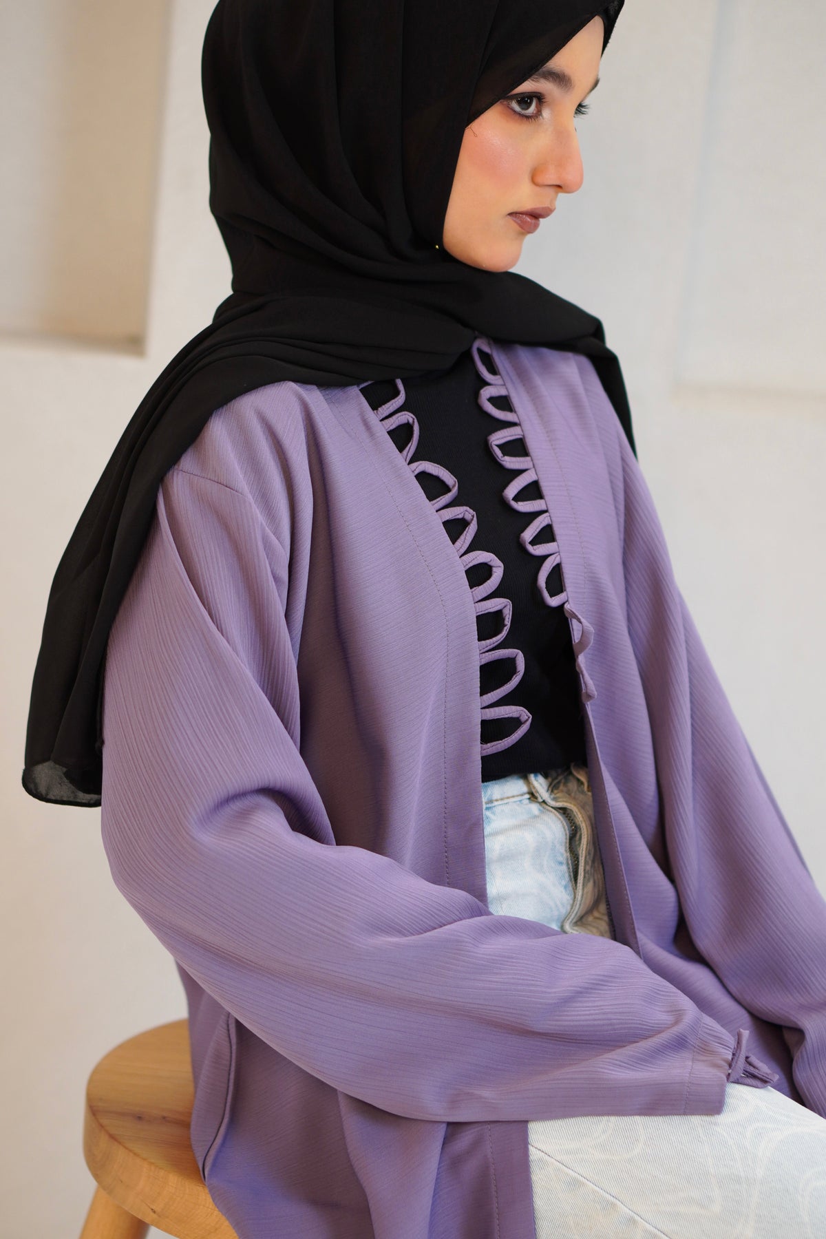 Tie Knot Shrug Abayah - Lavender