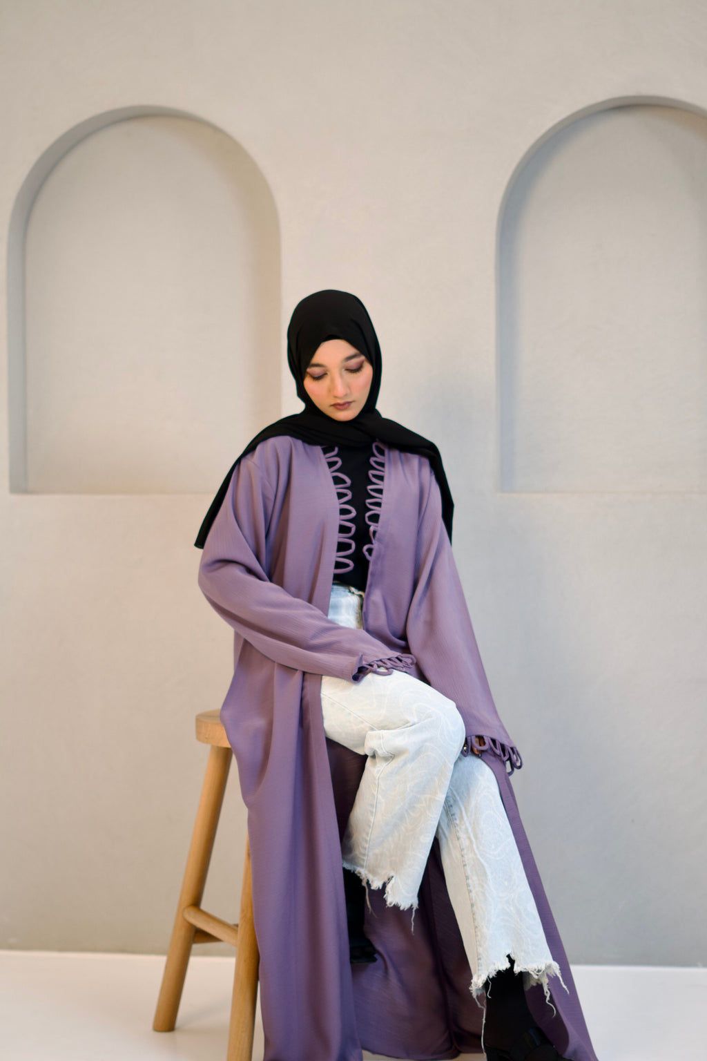 Tie Knot Shrug Abayah - Lavender