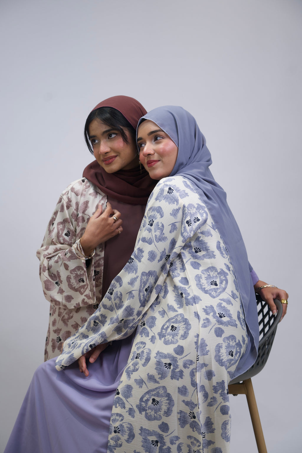 FLORAL PRINTED ABAYAH - LILAC