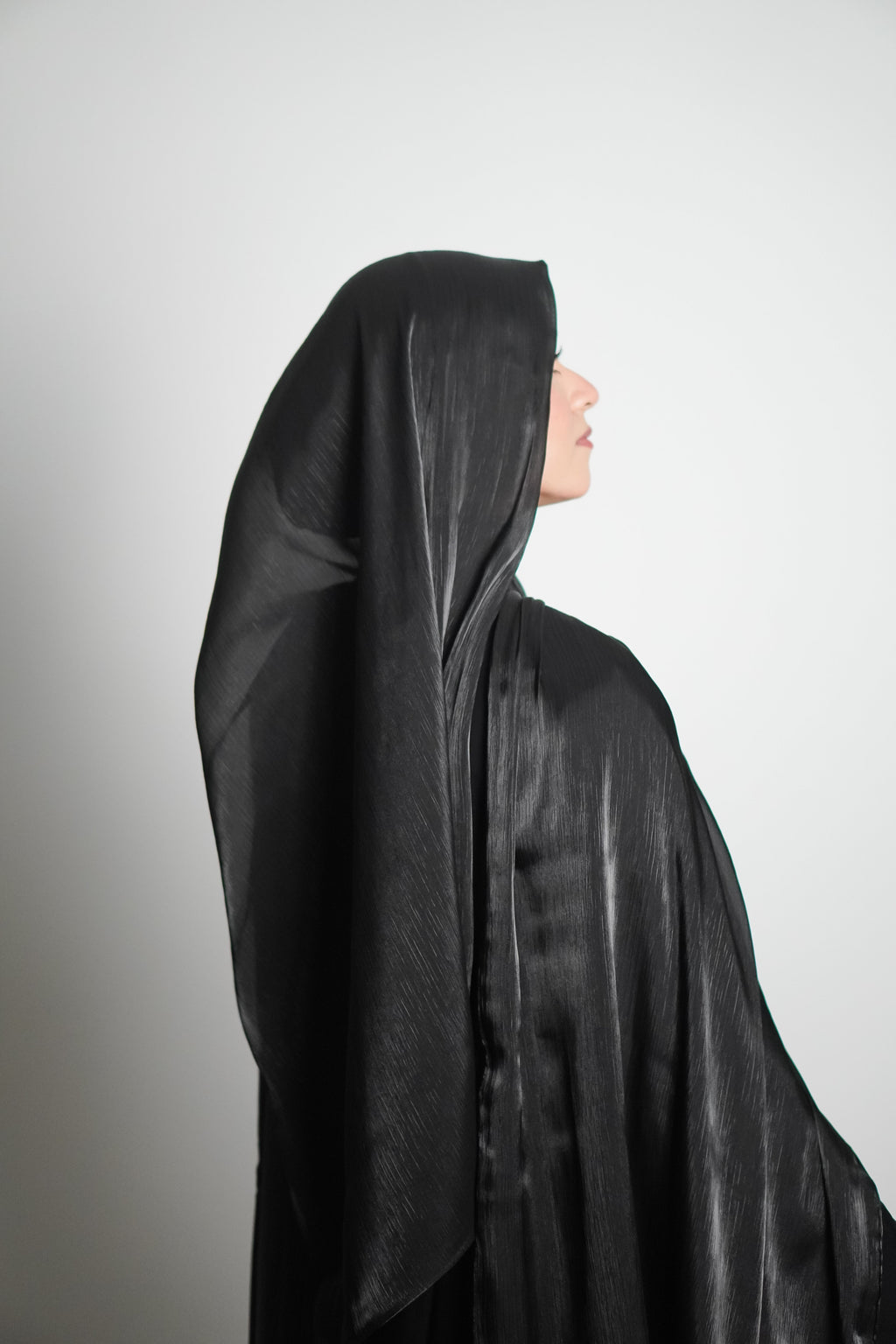 Premium Organza Hijab - Midnight Black