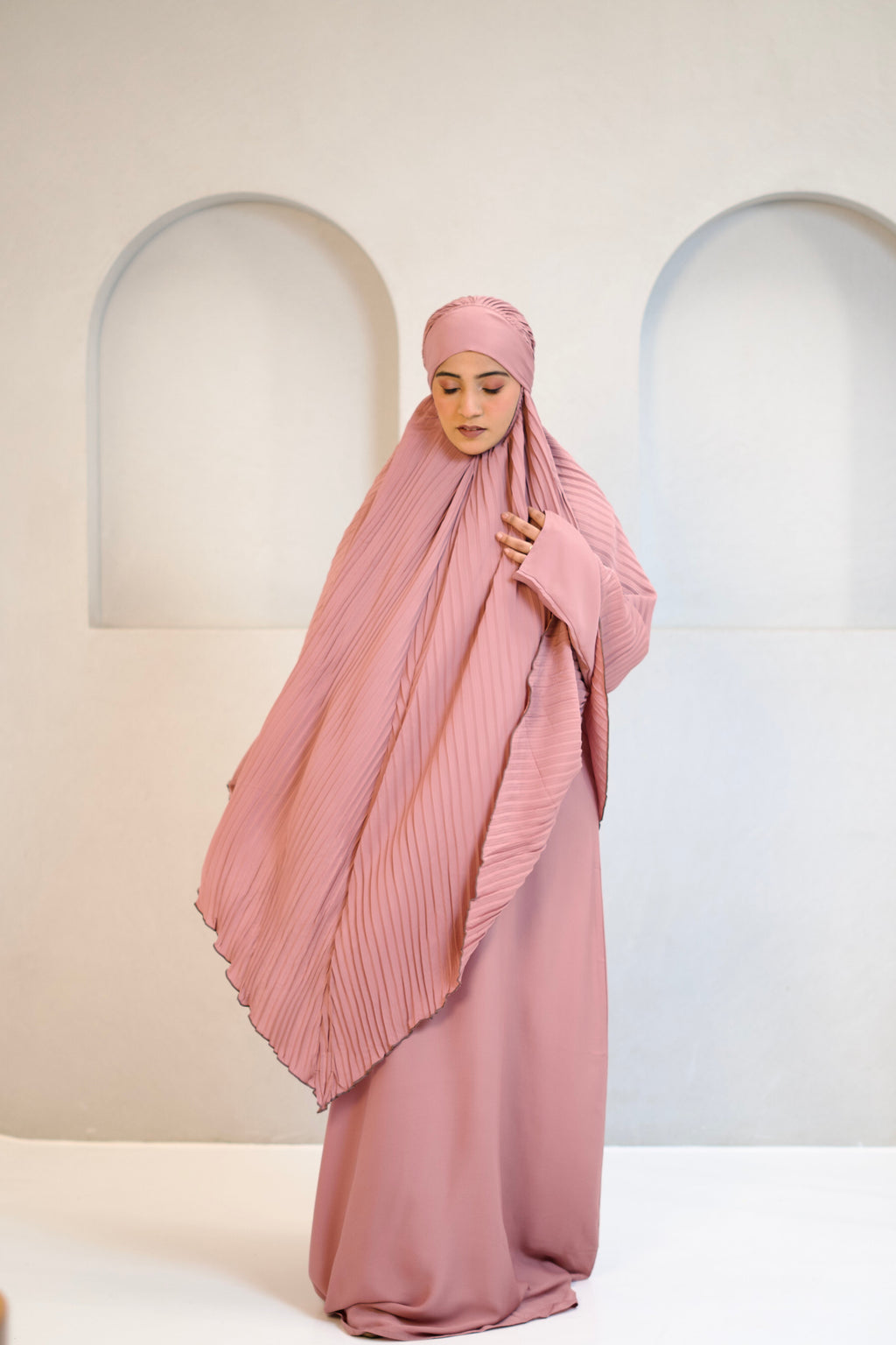 PLEATED KHIMAR SET