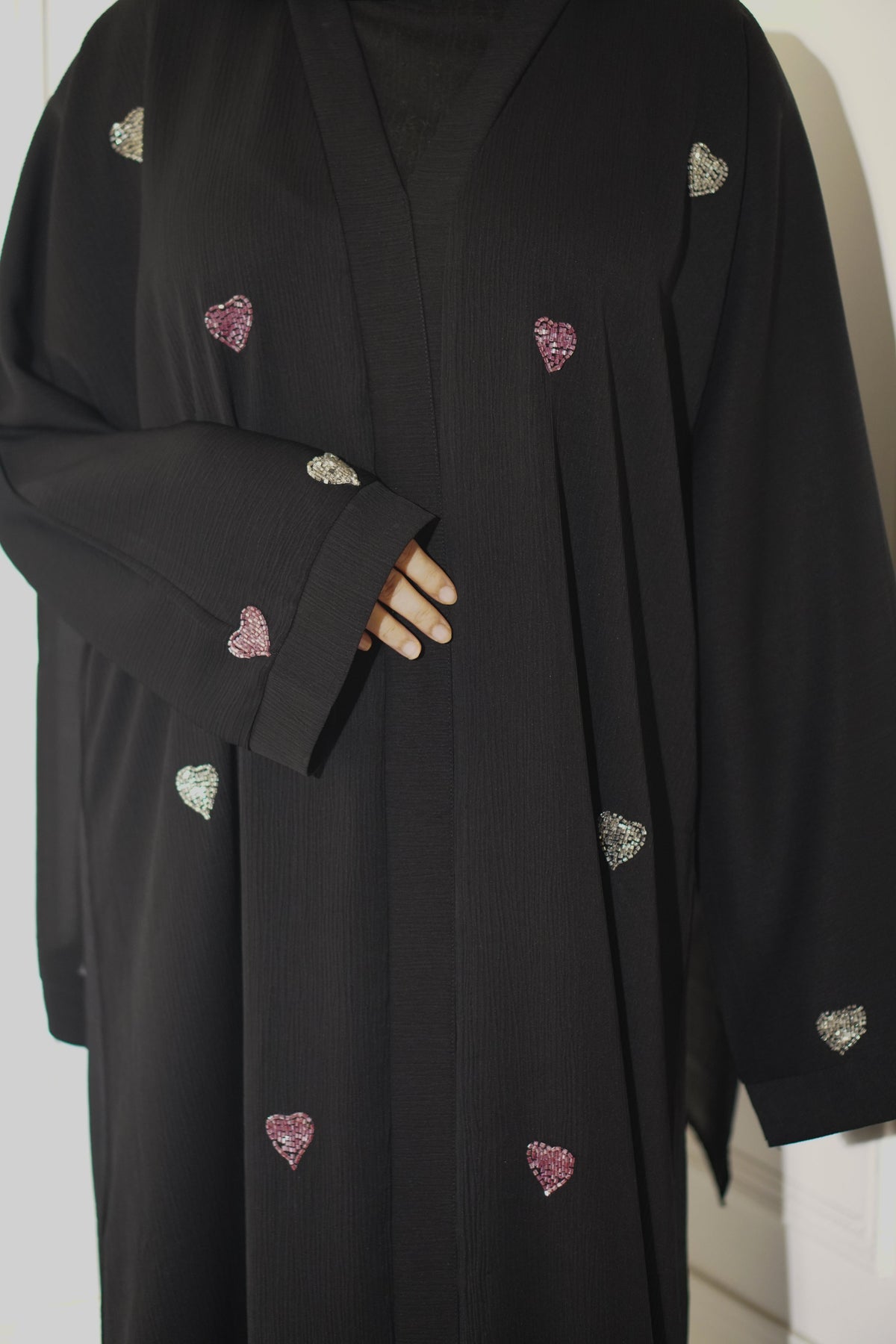 Qalbi Abayah - Pink & Silver