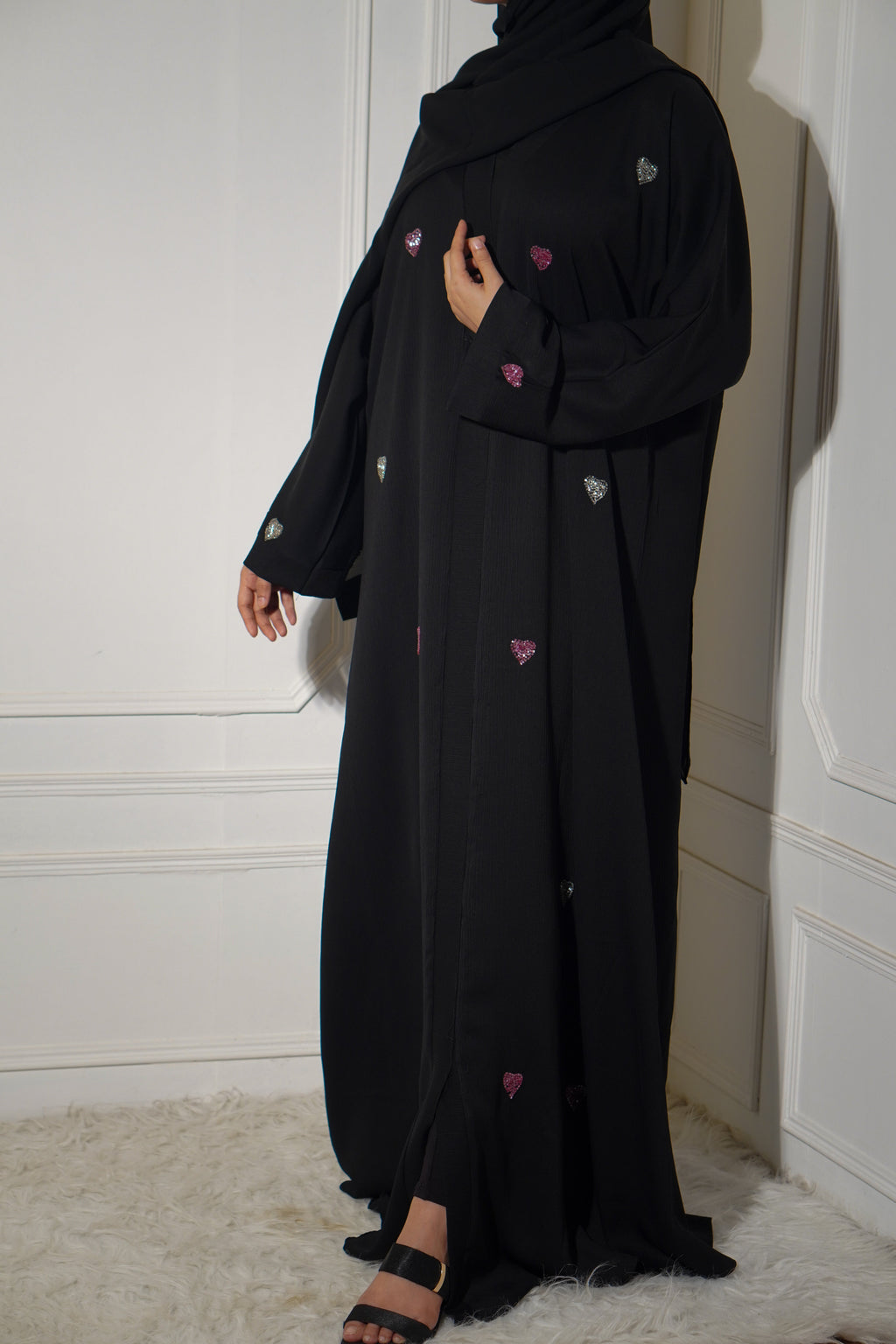 Qalbi Abayah - Pink & Silver