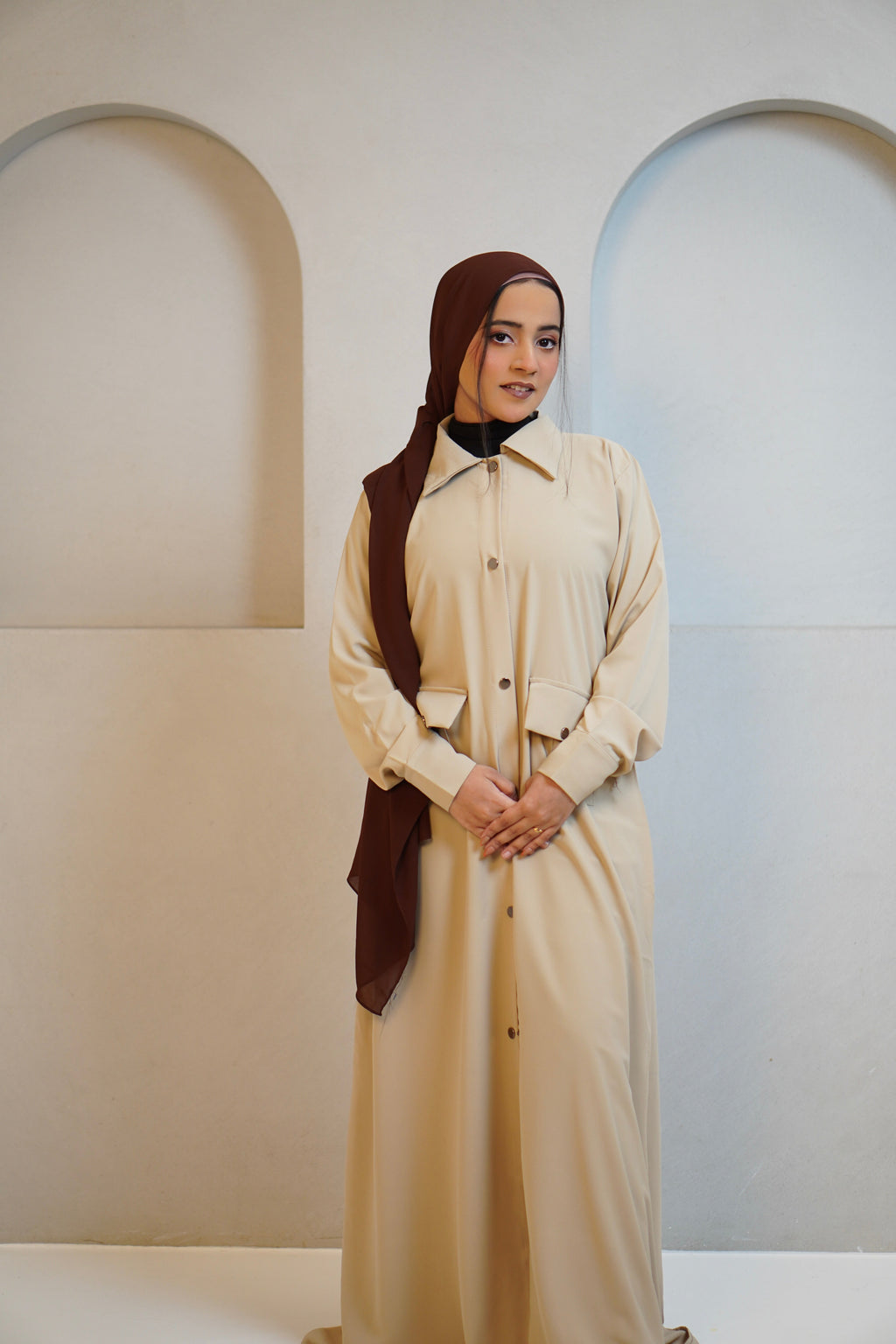 Modest Shirt Dress - Crème Beige