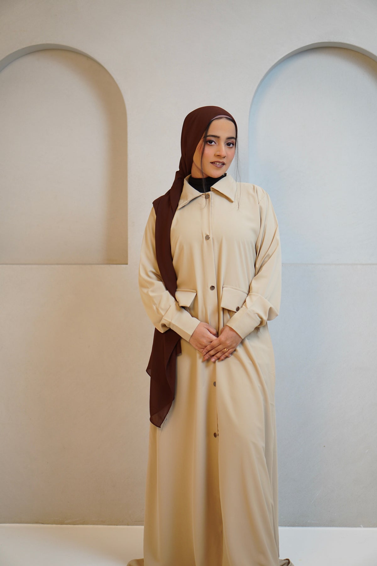 Modest Shirt Dress - Crème Beige
