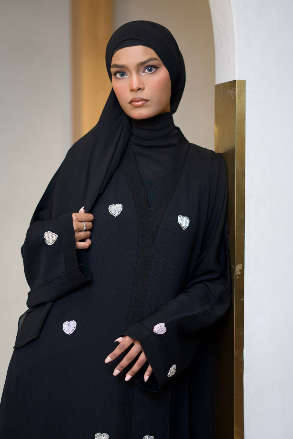 Qalbi Abayah - Pink & Silver