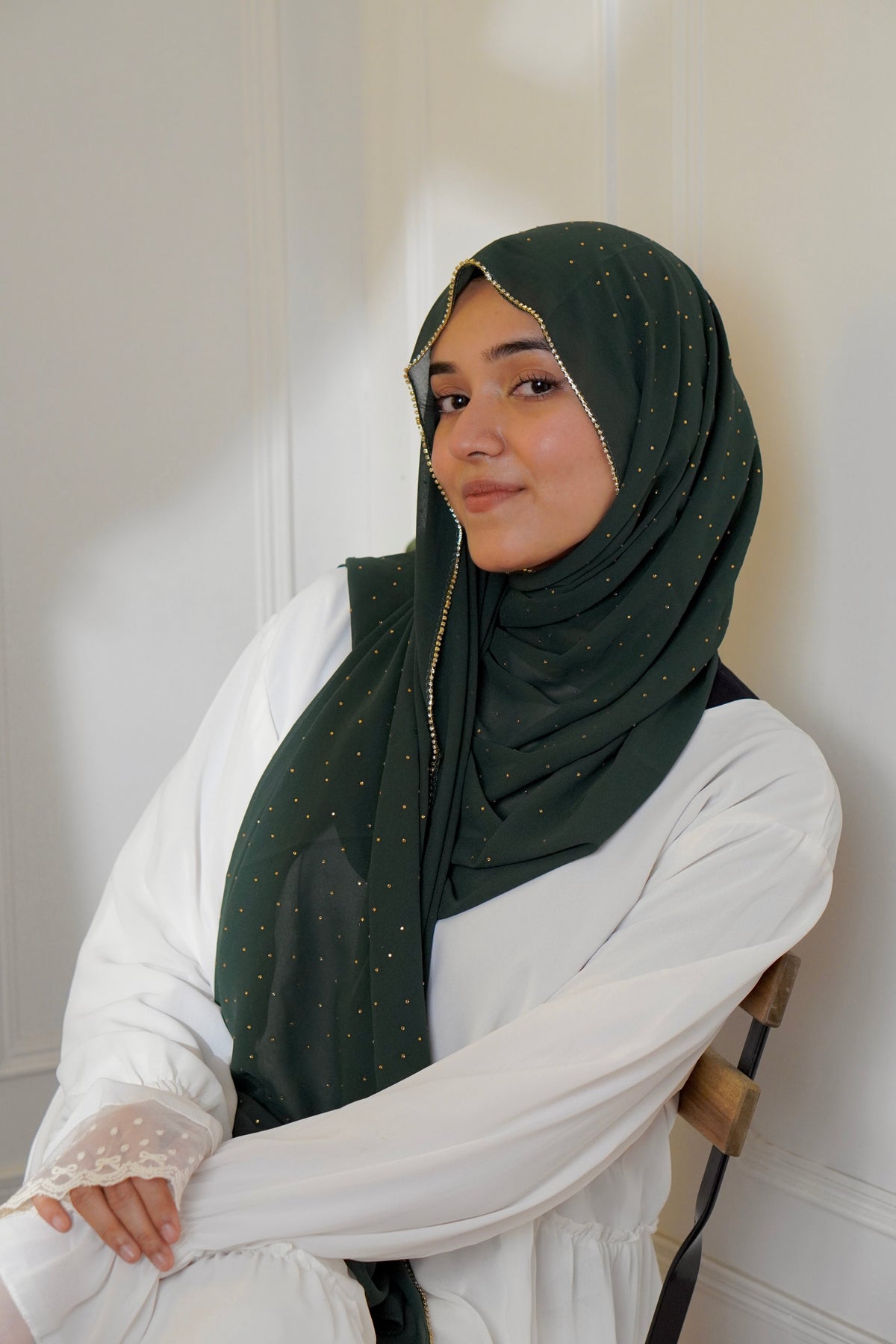 Rhinestone Hijab - Bottle Green