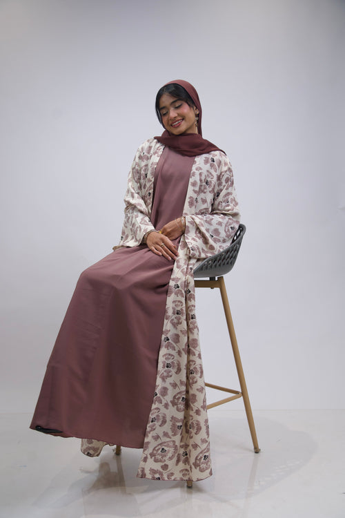 FLORAL PRINTED ABAYAH - ROSE