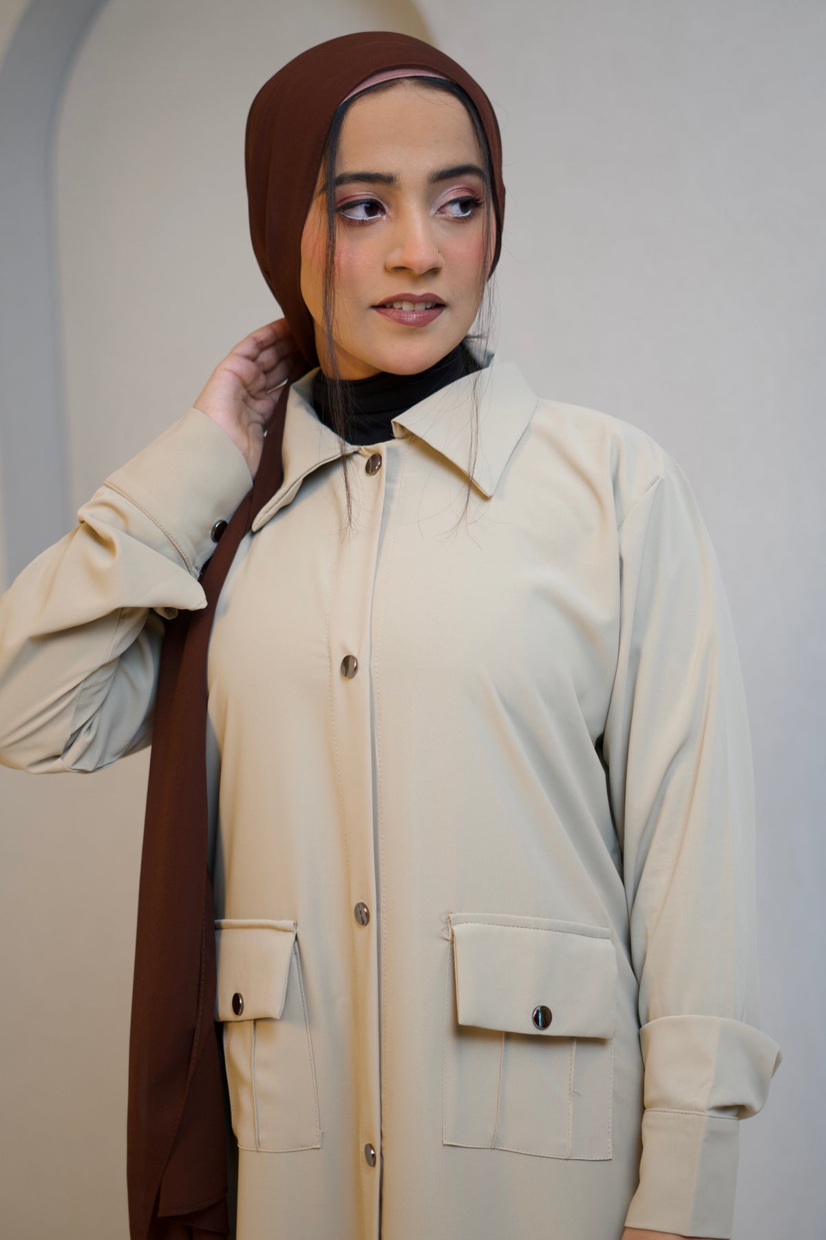 Modest Shirt Dress - Crème Beige