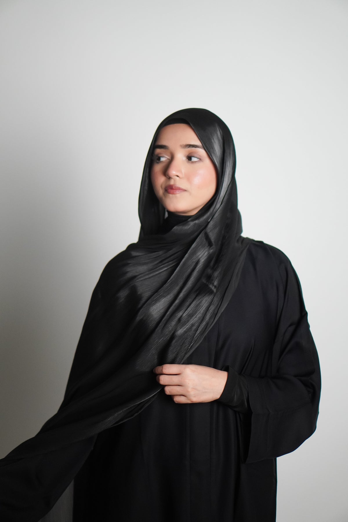 Premium Organza Hijab - Midnight Black