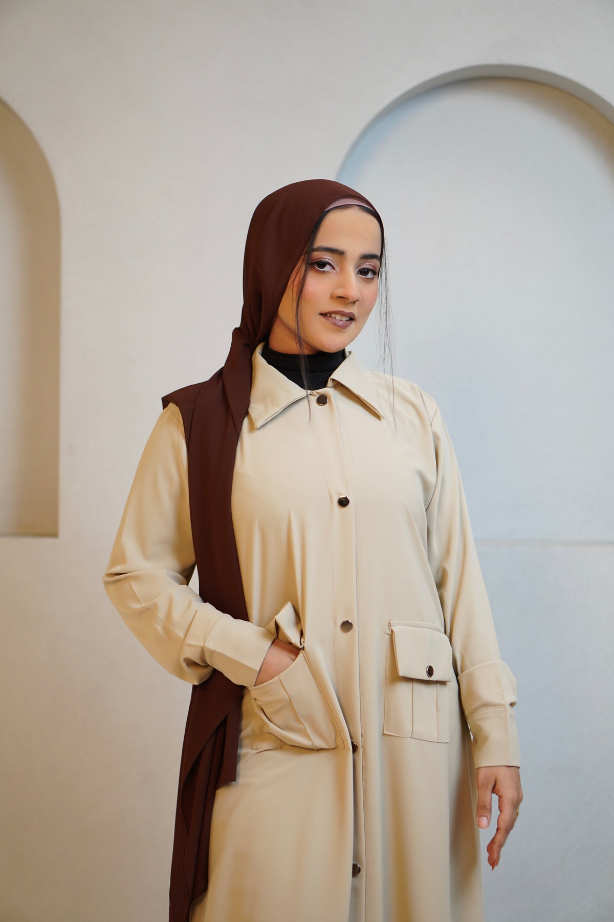 Modest Shirt Dress - Crème Beige
