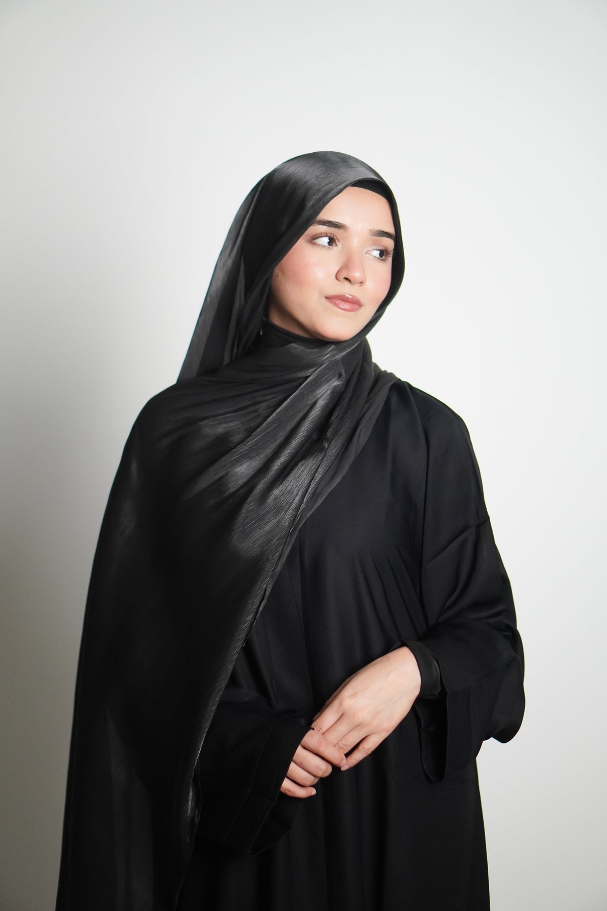 Premium Organza Hijab - Midnight Black