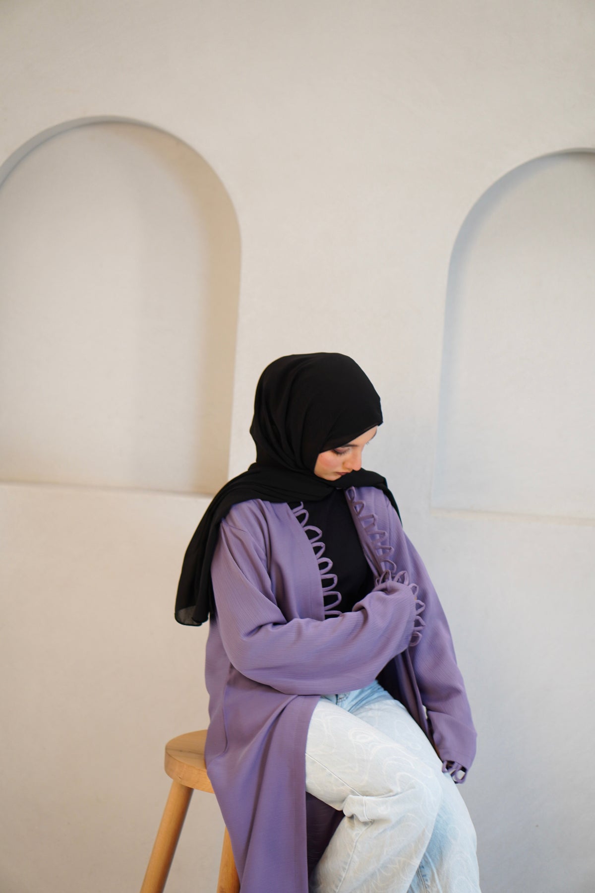 Tie Knot Shrug Abayah - Lavender