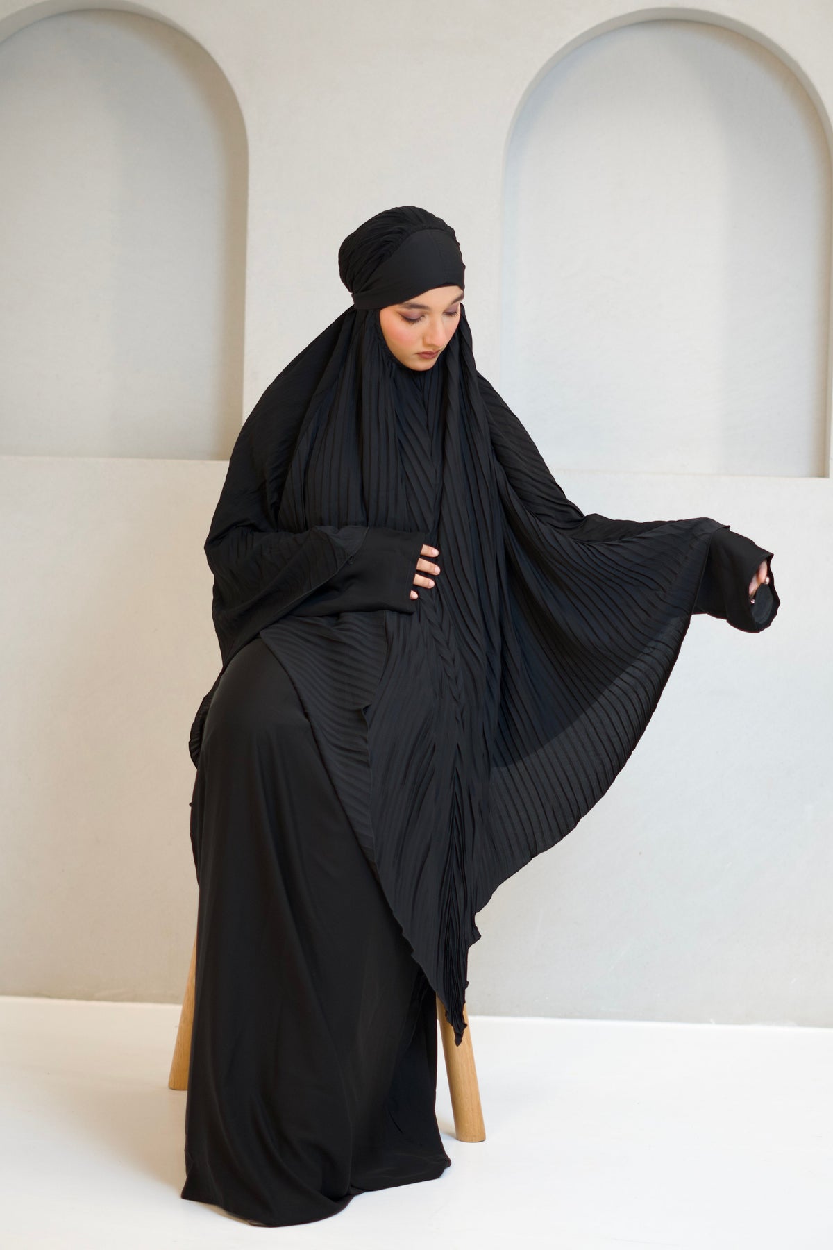 PLEATED KHIMAR SET