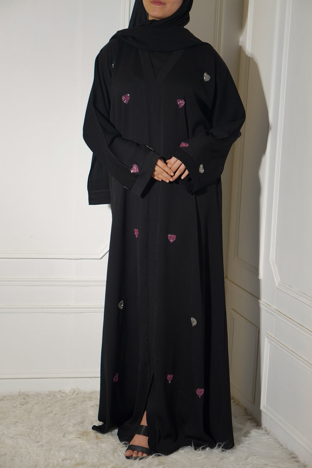 Qalbi Abayah - Pink & Silver