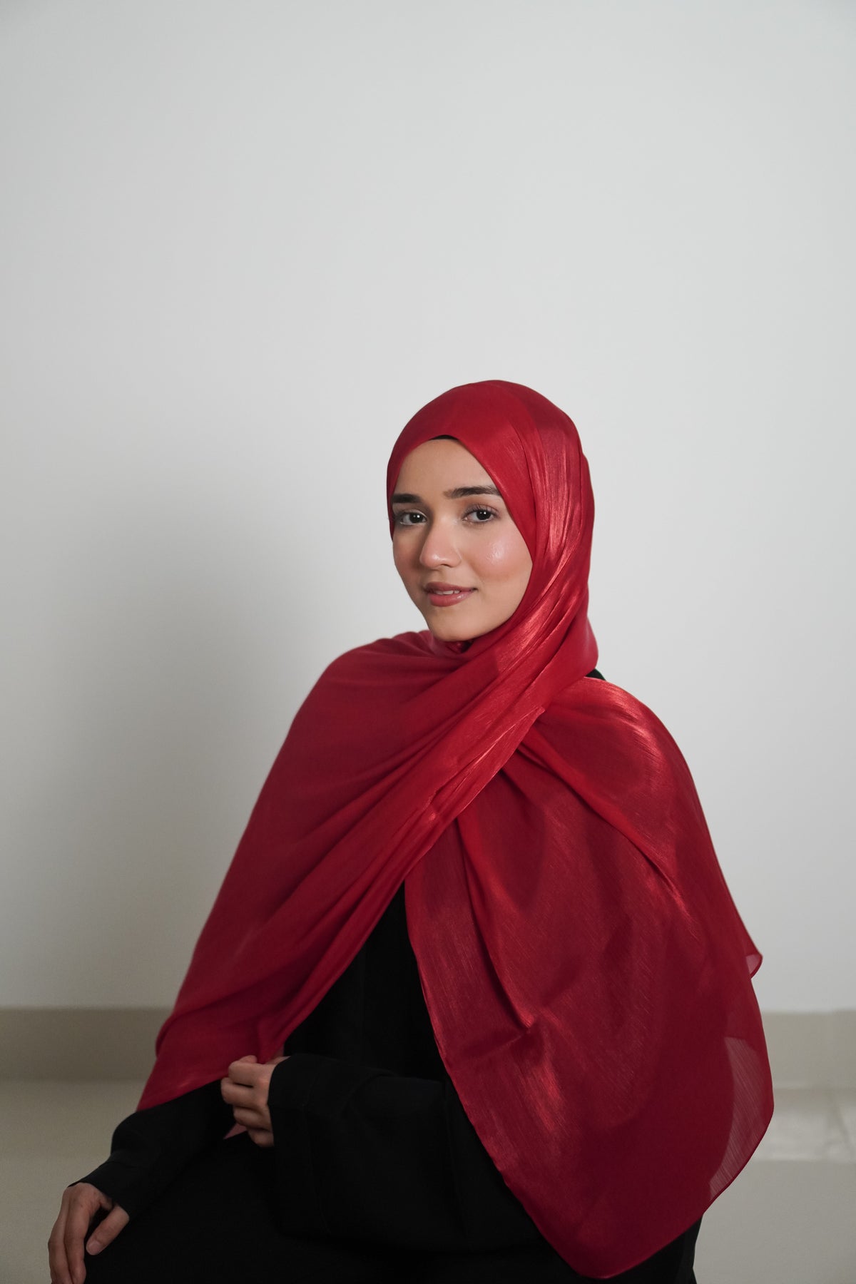 Premium Organza Hijab - Cherry Red