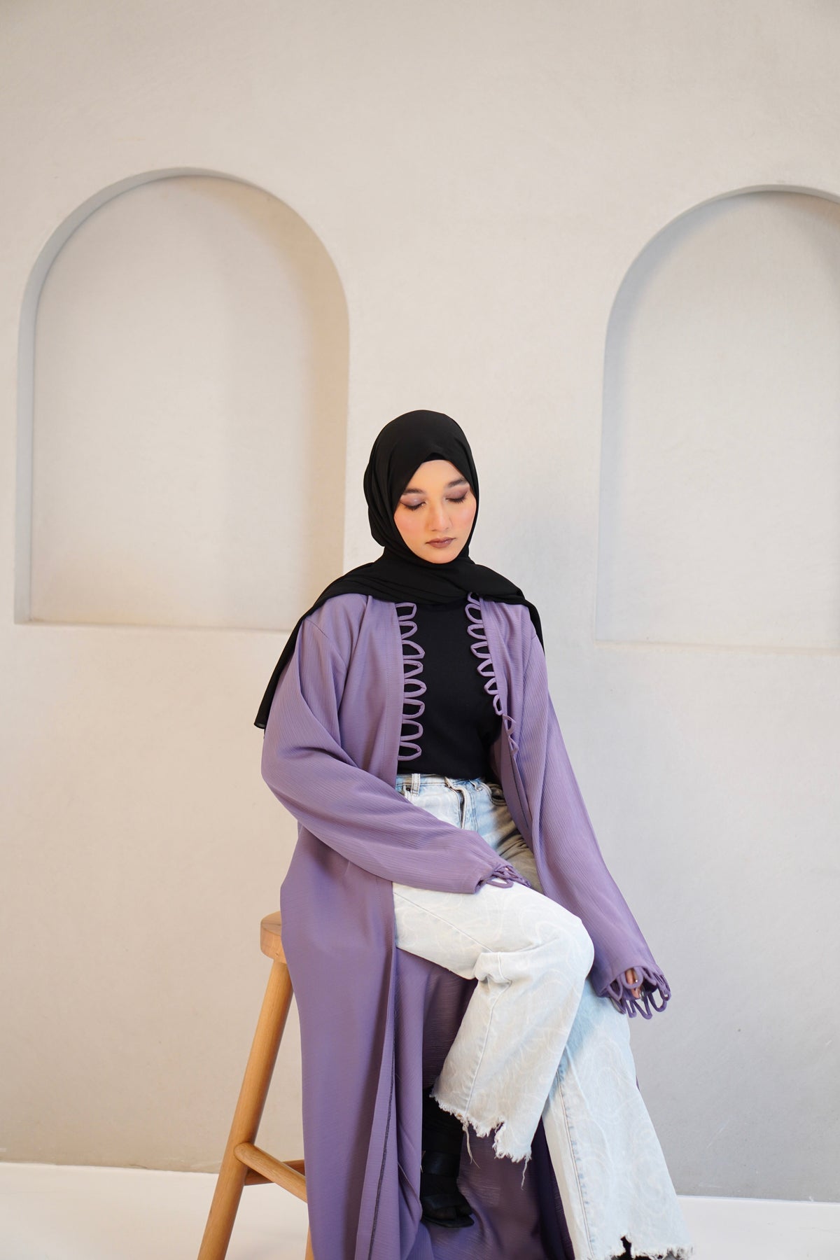 Tie Knot Shrug Abayah - Lavender