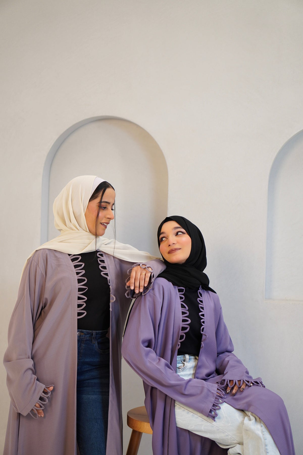 Tie Knot Shrug Abayah - Lavender