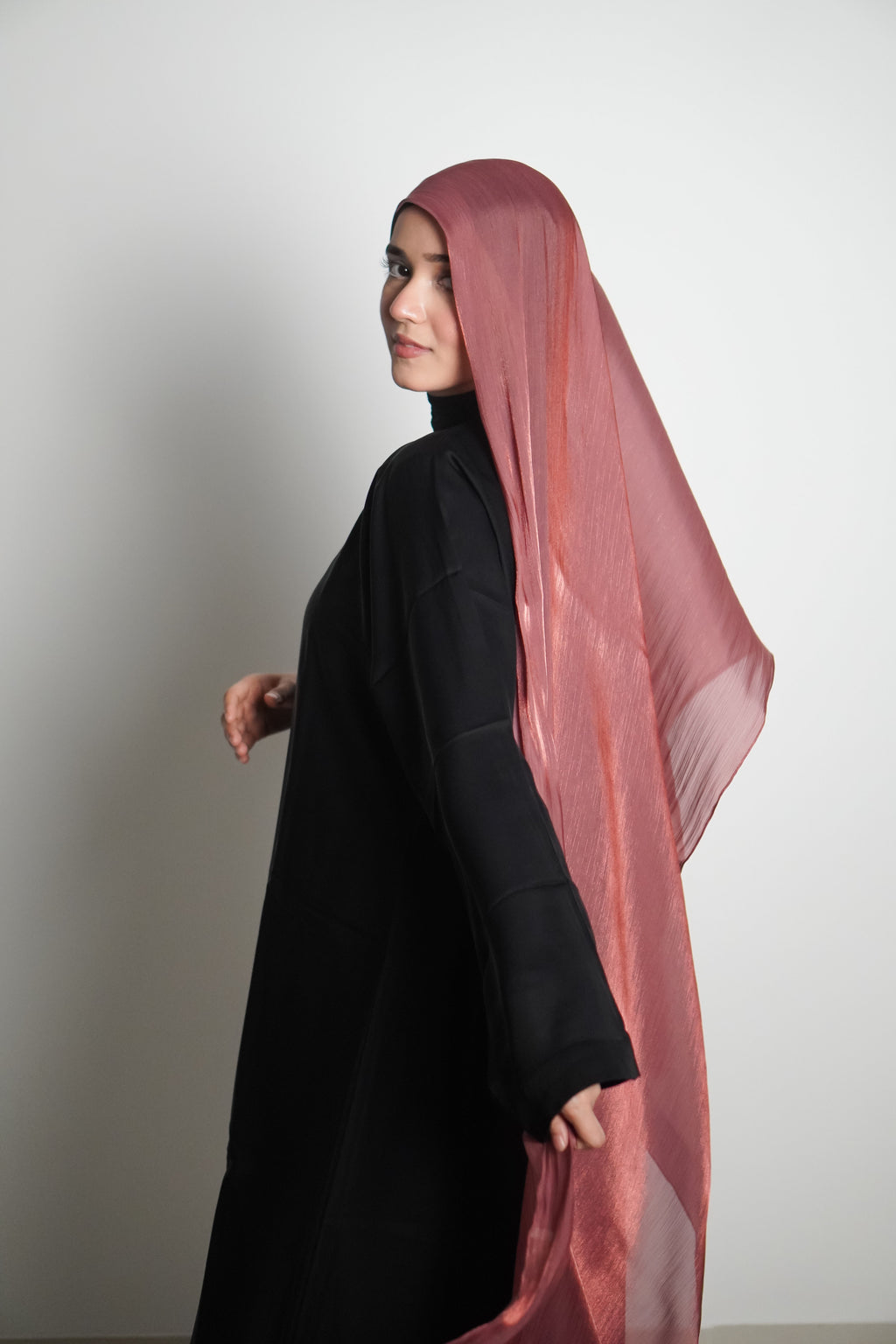 Premium Organza Hijab - Turkish Rose
