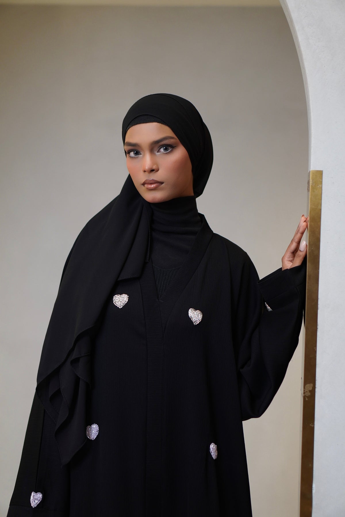 Qalbi Abayah - Pink & Silver