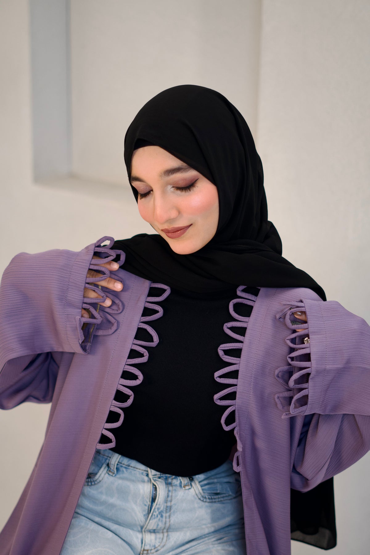 Tie Knot Shrug Abayah - Lavender