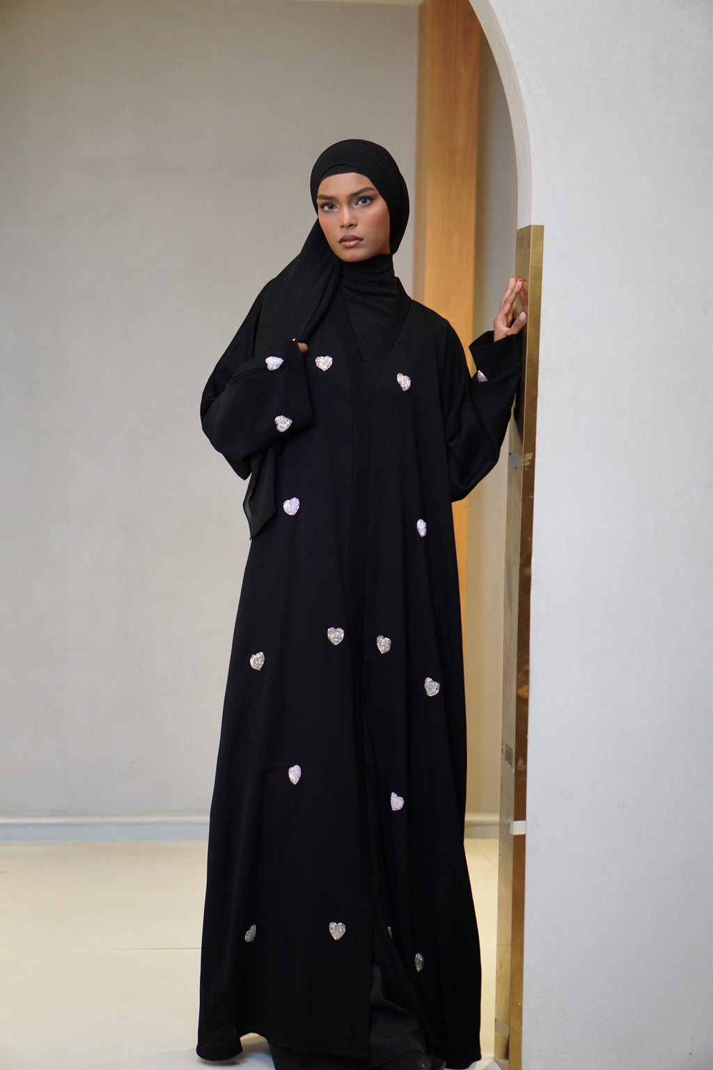 Qalbi Abayah - Pink & Silver