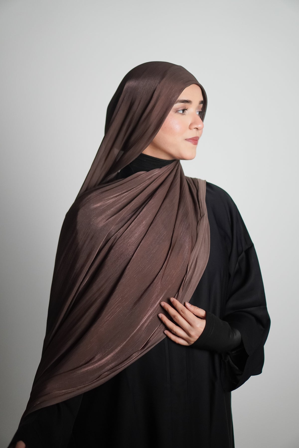Premium Organza Hijab - Cocoa Brown