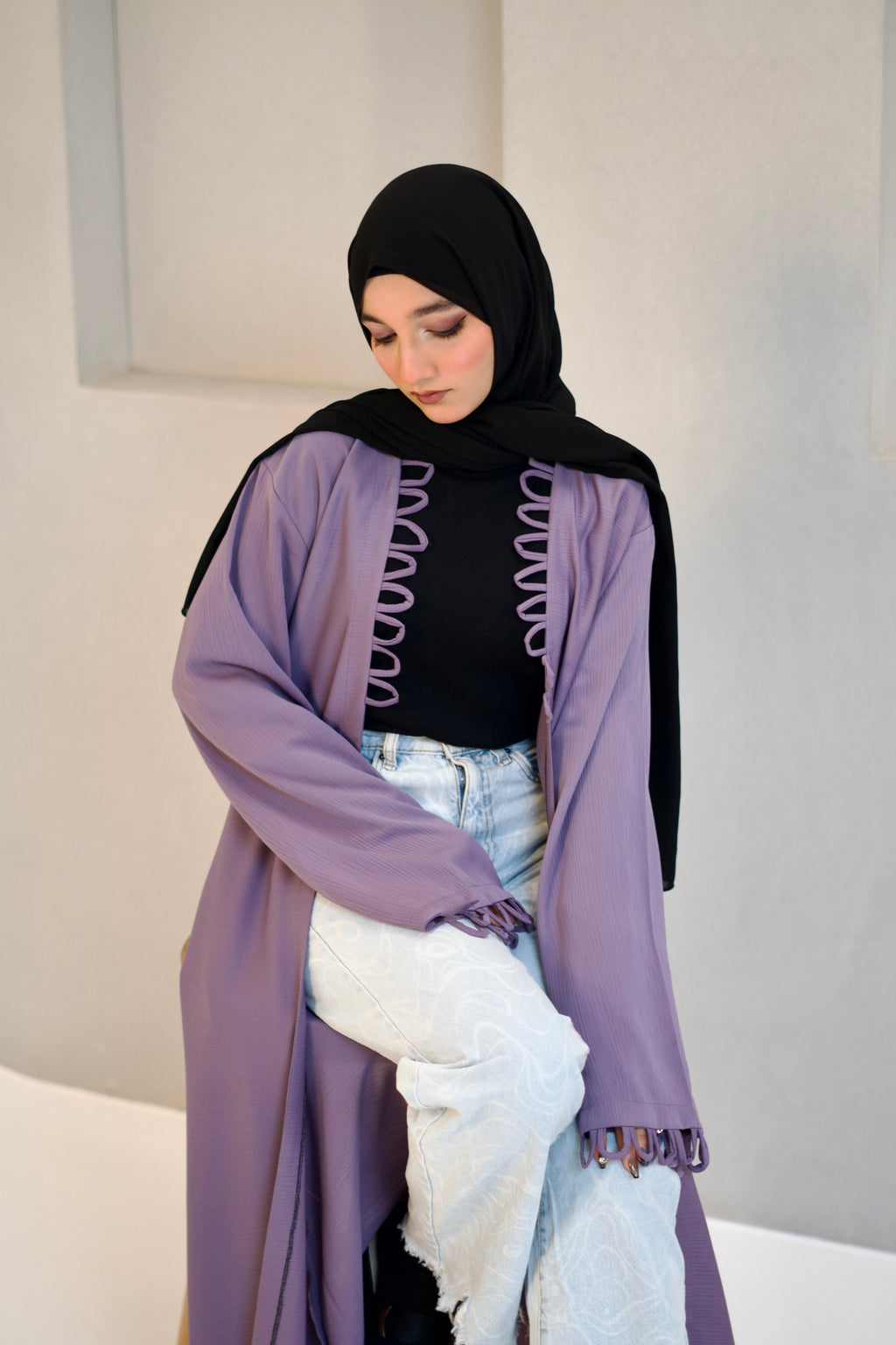 Tie Knot Shrug Abayah - Lavender