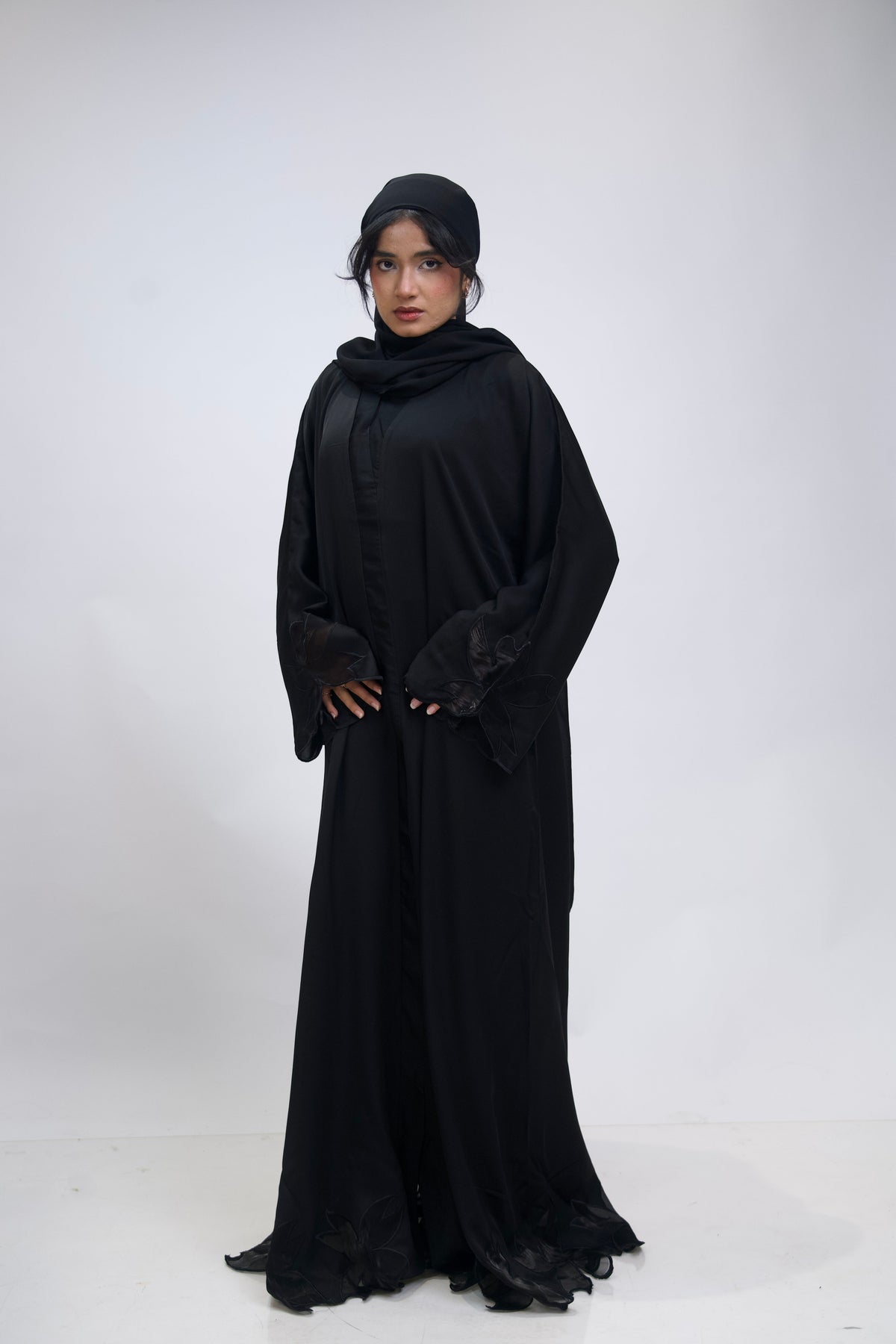 Black Cut Work Abayah