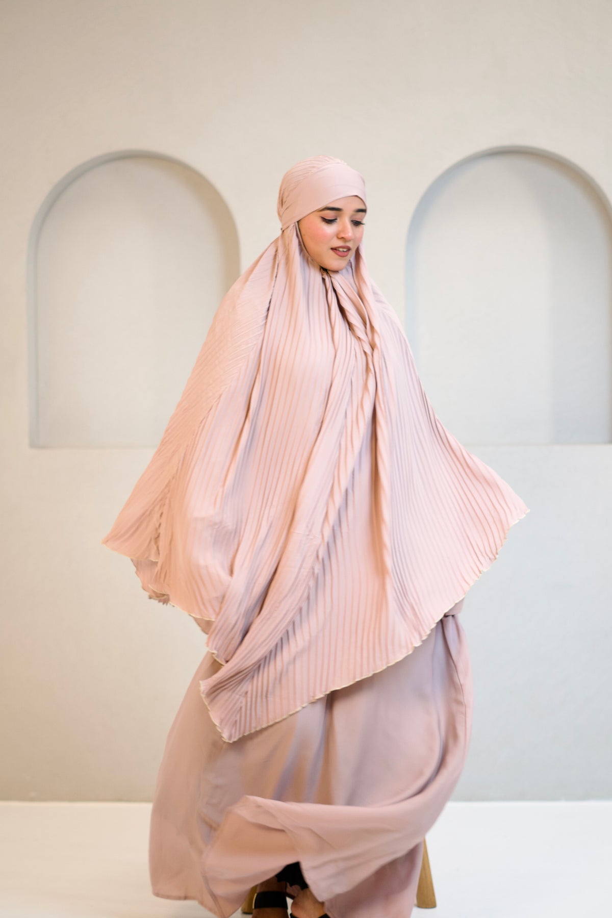 PLEATED KHIMAR SET