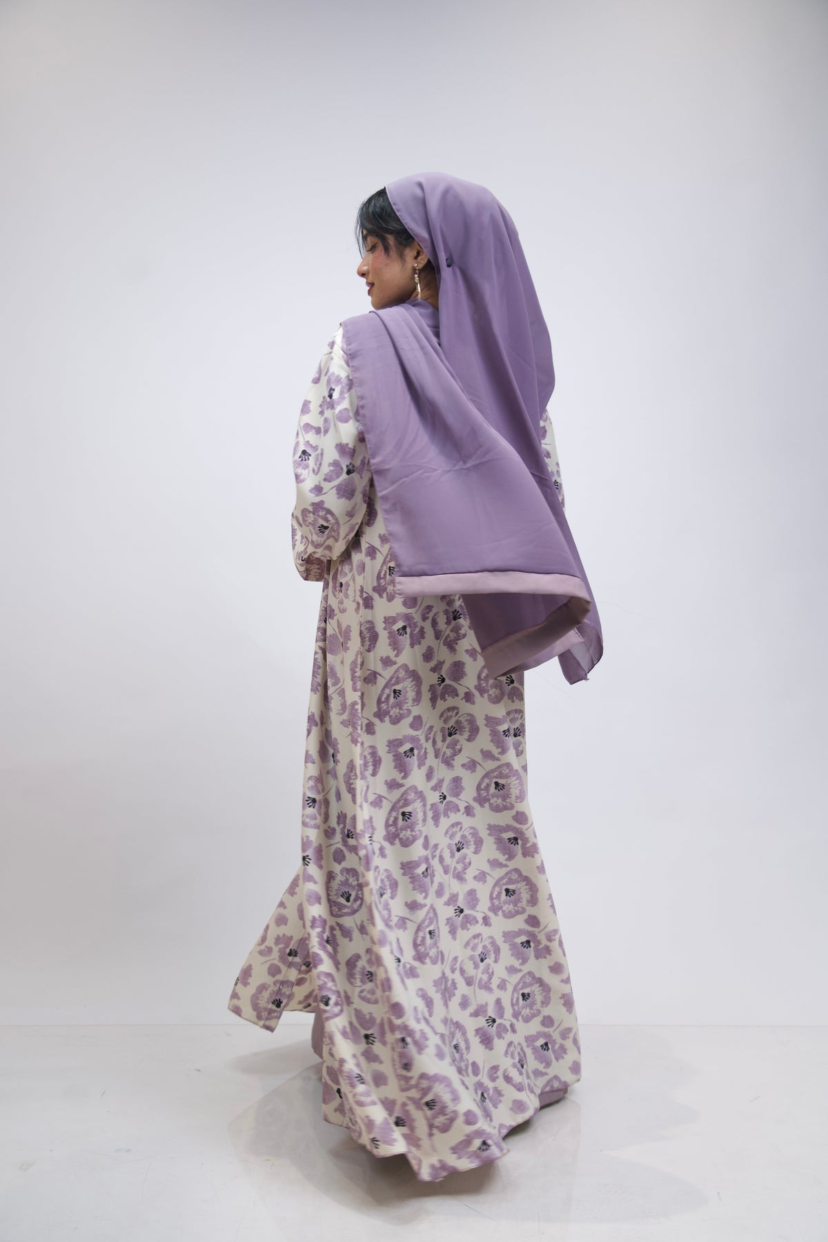 FLORAL PRINTED ABAYAH - LAVENDER