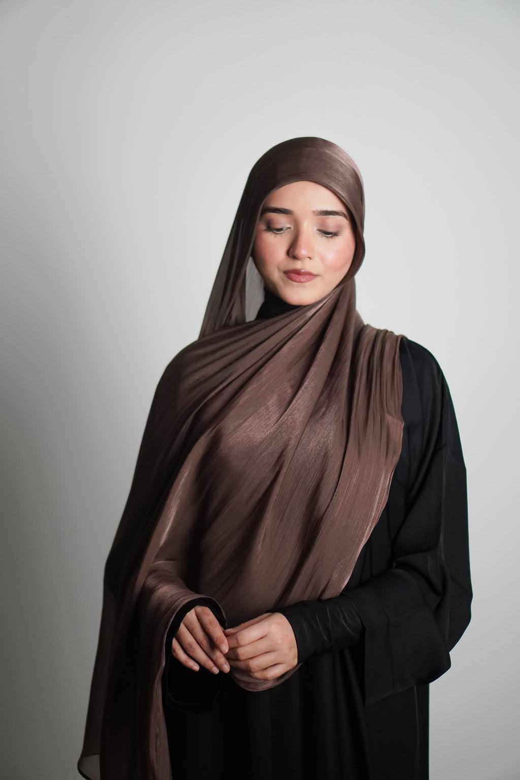 Premium Organza Hijab - Cocoa Brown
