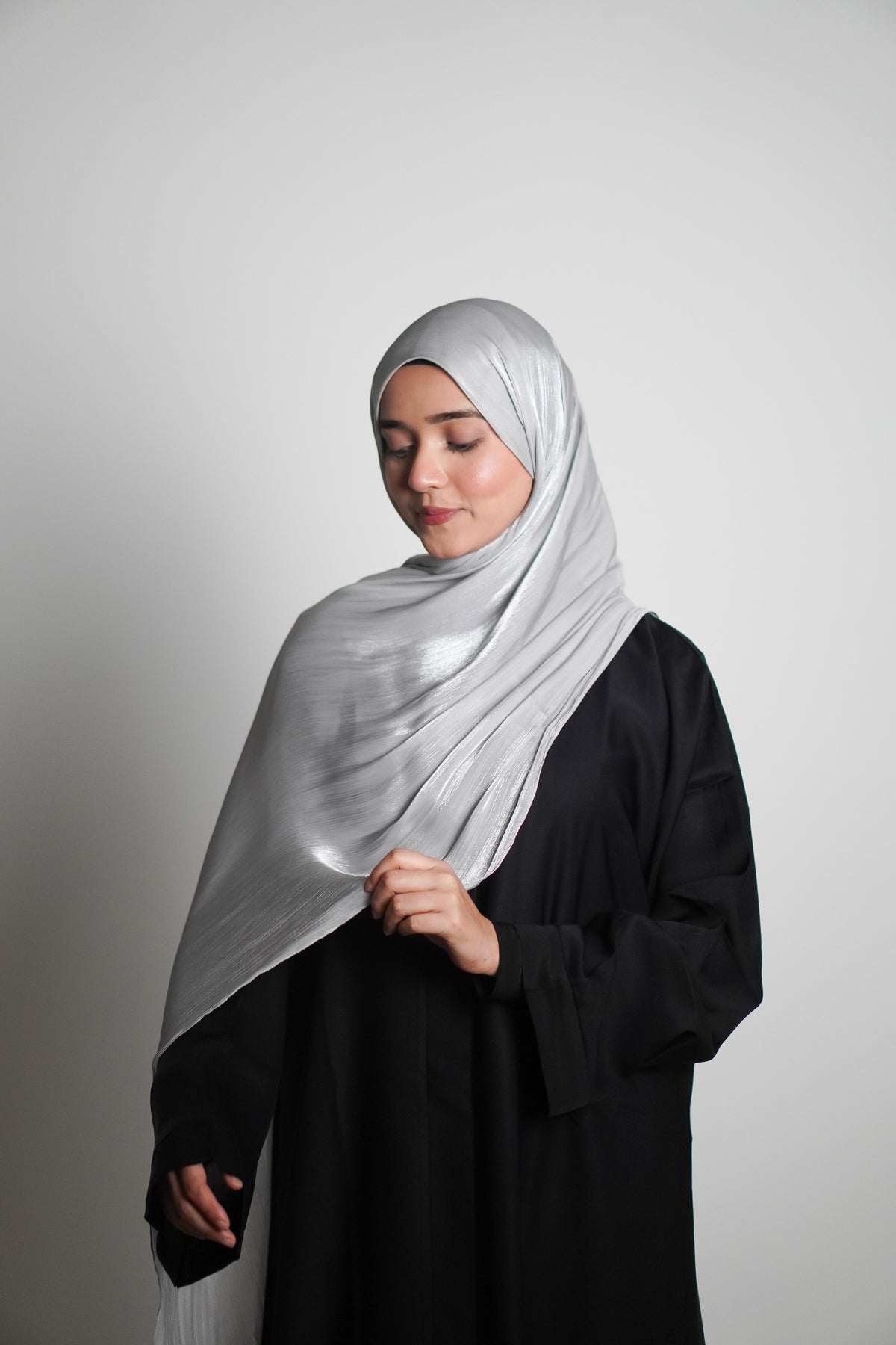 Premium Organza Hijab - Silver Grey