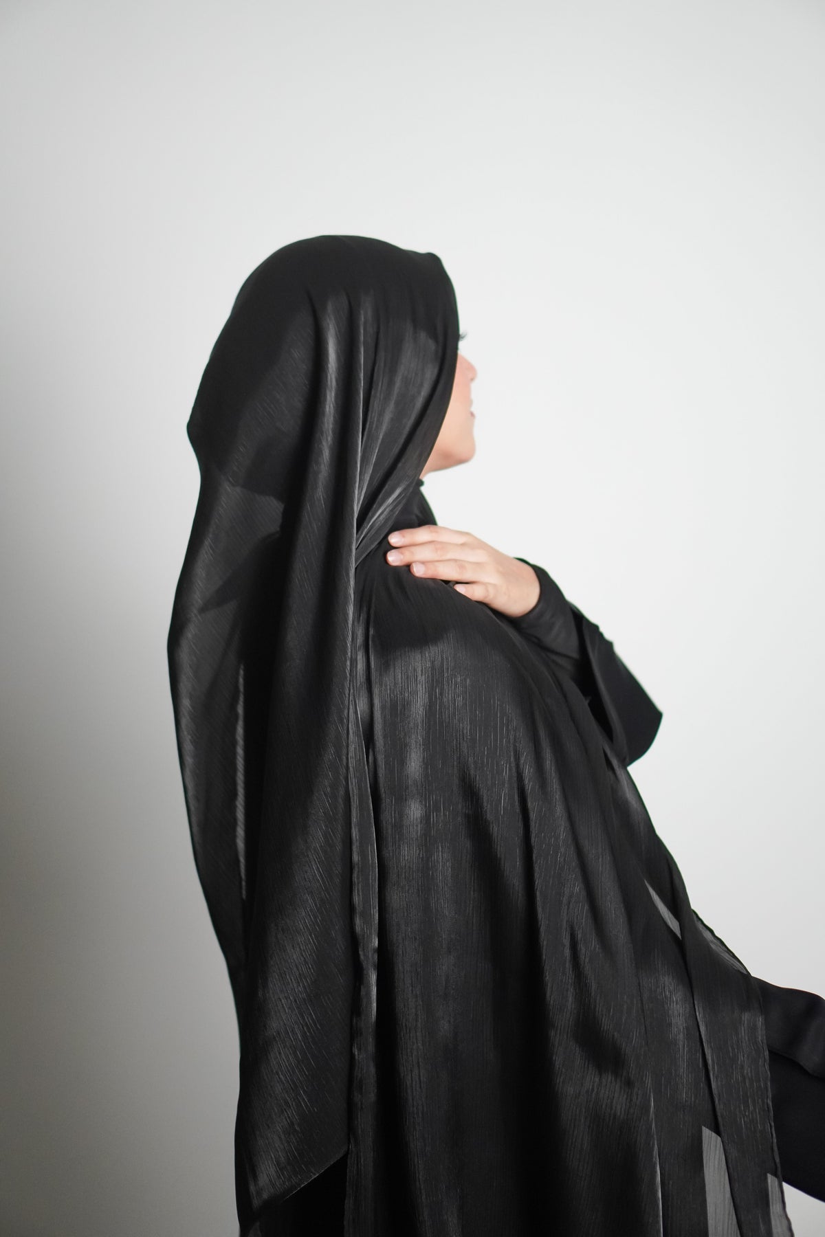 Premium Organza Hijab - Midnight Black
