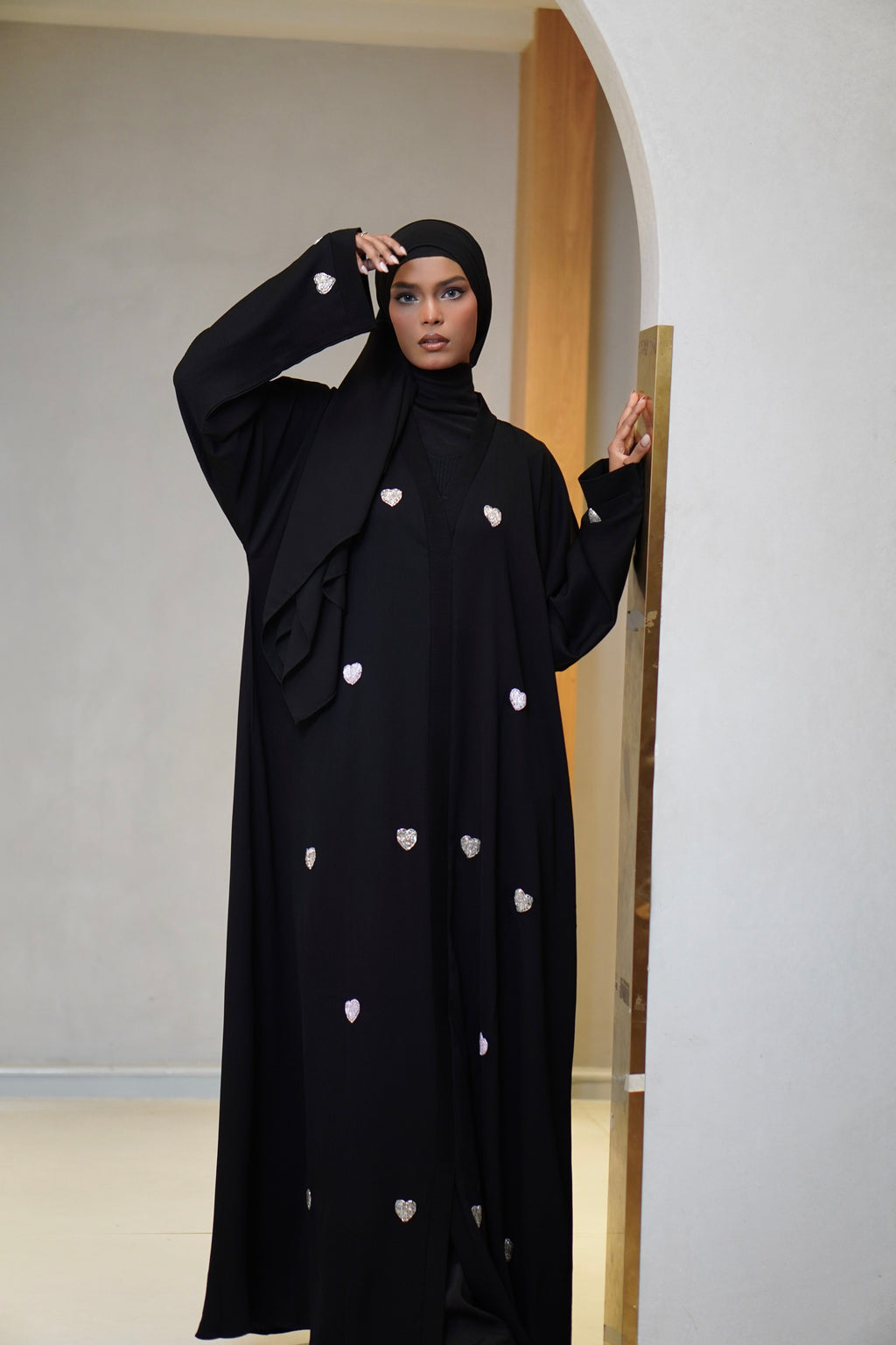 Qalbi Abayah - Pink & Silver