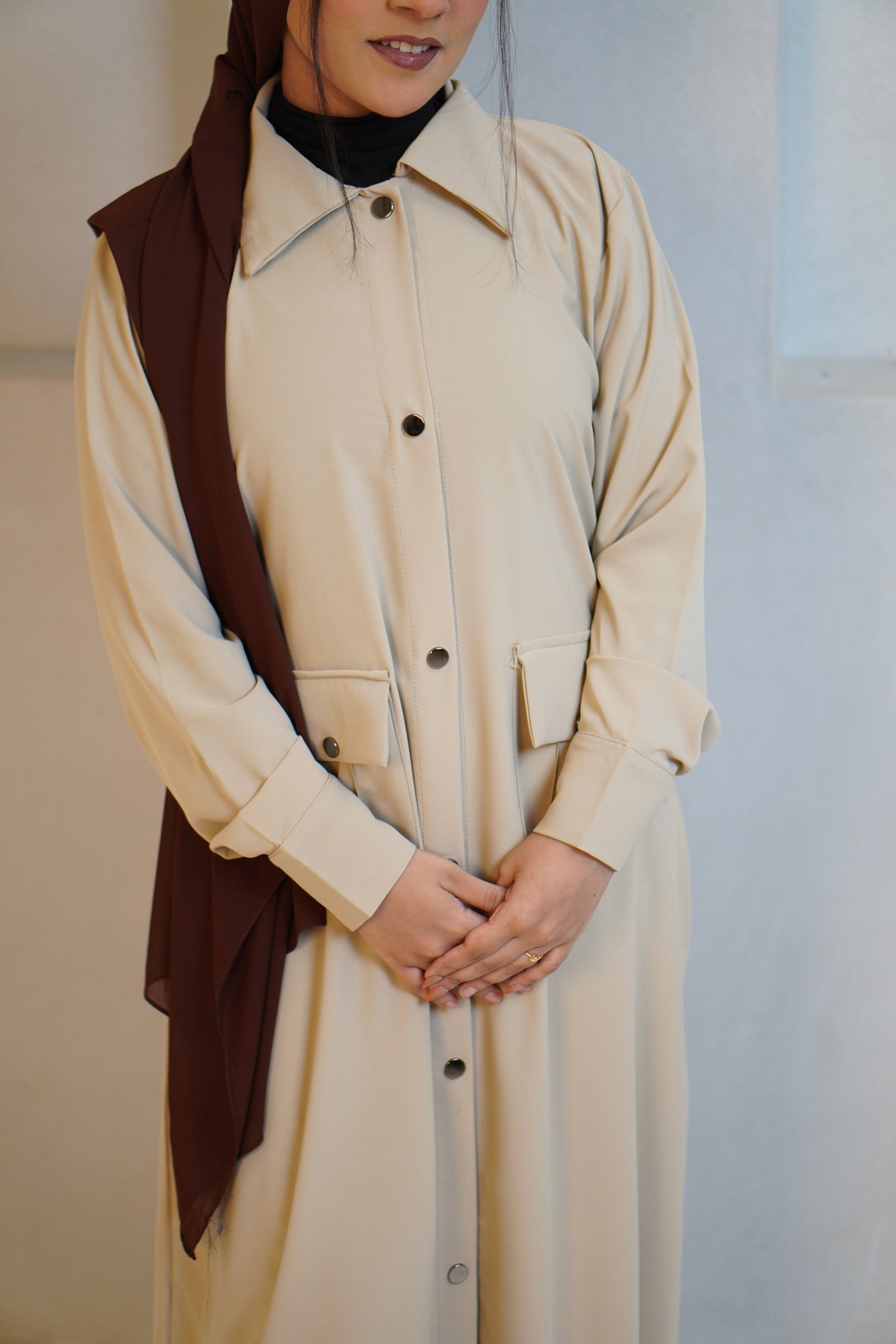 Modest Shirt Dress - Crème Beige