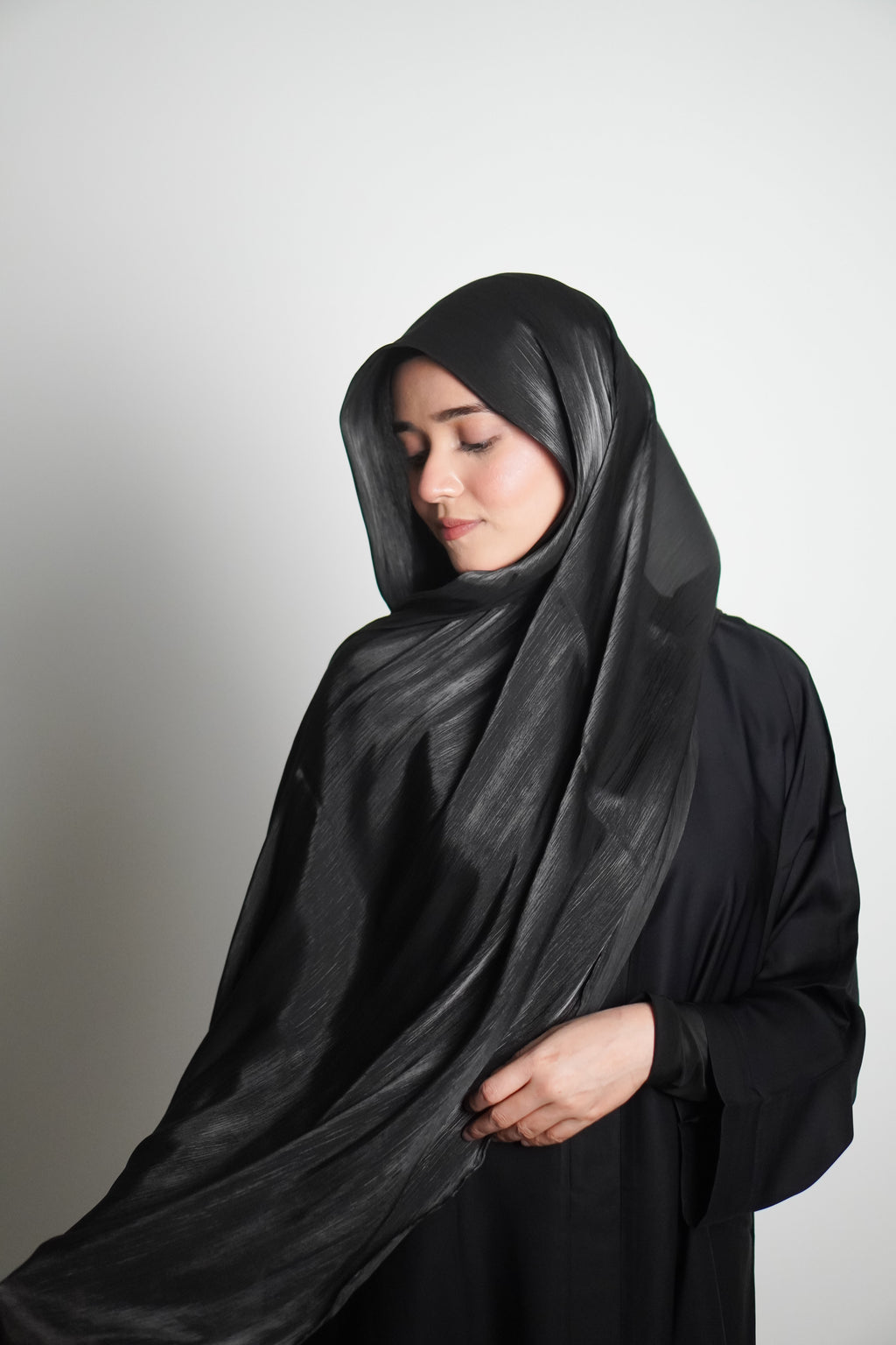 Premium Organza Hijab - Midnight Black