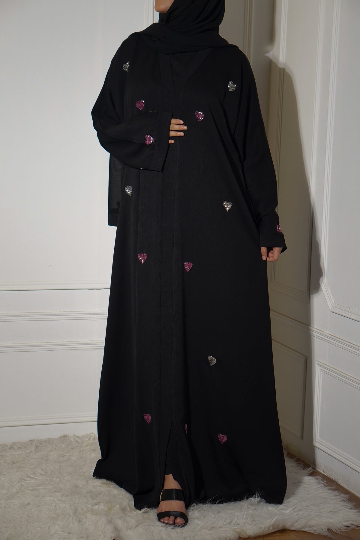 Qalbi Abayah - Pink & Silver